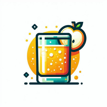 Orange juice in a glass on a white background. Vector illustration.のイラスト素材