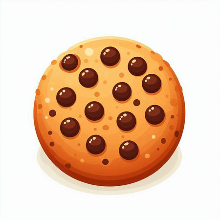 Illustration of a chocolate chip cookie isolated on a white background.のイラスト素材