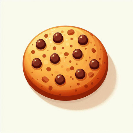 Illustration of a biscuit with chocolate chips on a white backgroundのイラスト素材