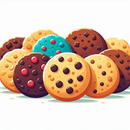 Chocolate chip cookies on white background. Vector illustration. Eps 10のイラスト素材