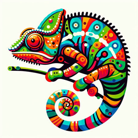 Colorful chameleon on a white background. Vector illustration.のイラスト素材