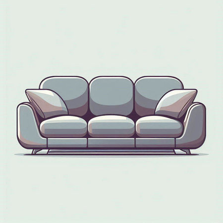 Illustration of a modern sofa on a light background. Vector illustrationのイラスト素材