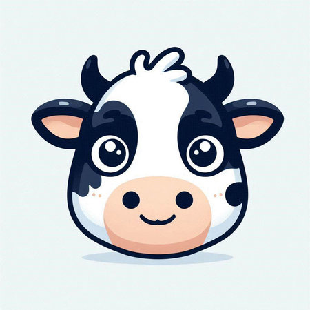 Cute cartoon cow on white background. Vector illustration in cartoon style.のイラスト素材