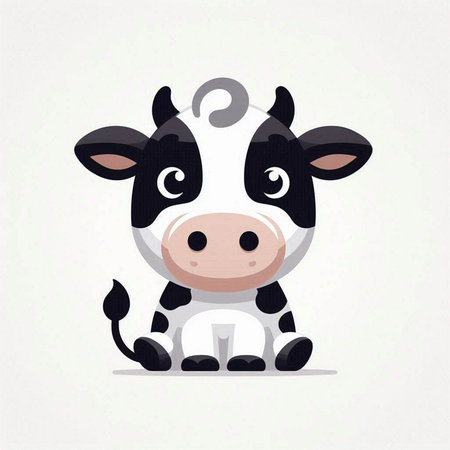 Cute cartoon cow isolated on a white background. Vector illustration.のイラスト素材