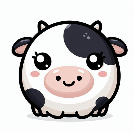 Cute cartoon cow isolated on a white background. Vector illustration.のイラスト素材