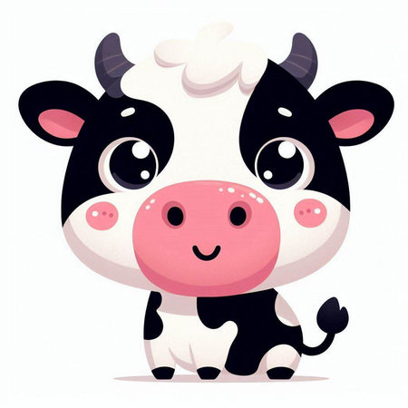 Cute cartoon cow. Vector illustration isolated on a white background.のイラスト素材