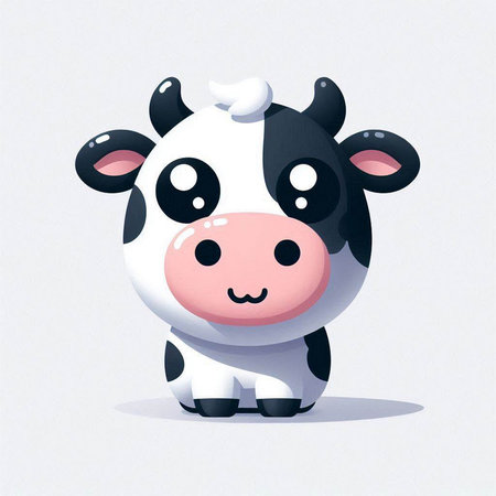 Cute cartoon cow isolated on a white background. Vector illustration.のイラスト素材