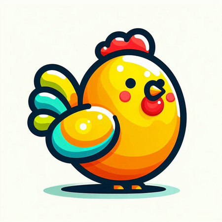 Cute cartoon chicken character. Vector illustration isolated on white background.のイラスト素材