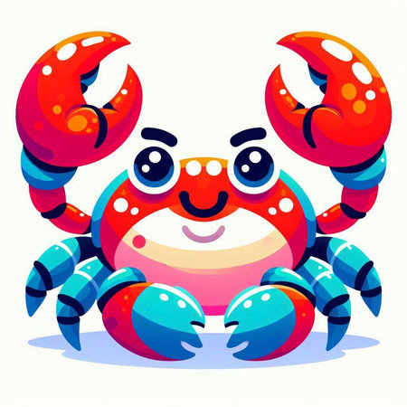 Cute cartoon crab. Vector illustration isolated on a white background.のイラスト素材