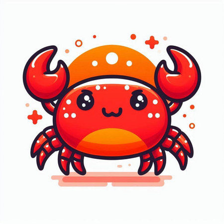 Cute cartoon crab character. Vector illustration isolated on white background.のイラスト素材
