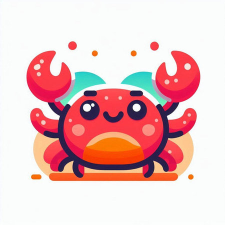 Cute cartoon crab on a white background. Vector flat illustration.のイラスト素材