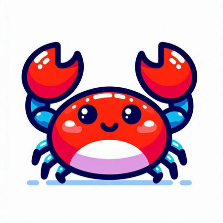 Cute cartoon red crab isolated on white background. Vector illustration.のイラスト素材