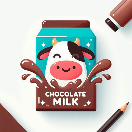 Milk box with cow and milk splash. Vector illustration. Eps 10のイラスト素材