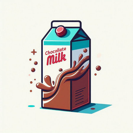 Milk carton with splash and drops of chocolate, vector illustrationのイラスト素材