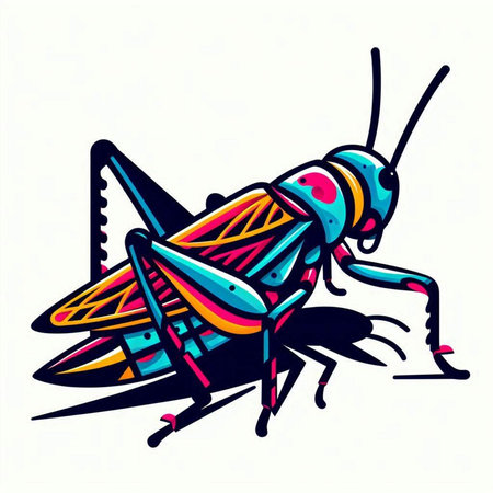 Colorful grasshopper isolated on white background. Vector illustration.のイラスト素材