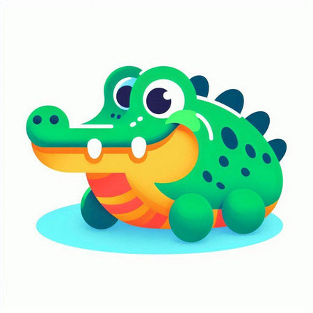 Cute crocodile isolated on a white background. Vector illustration.のイラスト素材