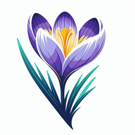 Crocus flower isolated on white background. Vector illustration. Spring flowers.のイラスト素材
