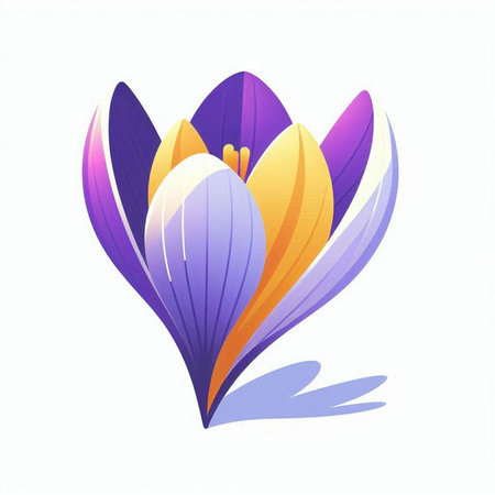 Beautiful purple crocus flower on white background. Vector illustration.のイラスト素材