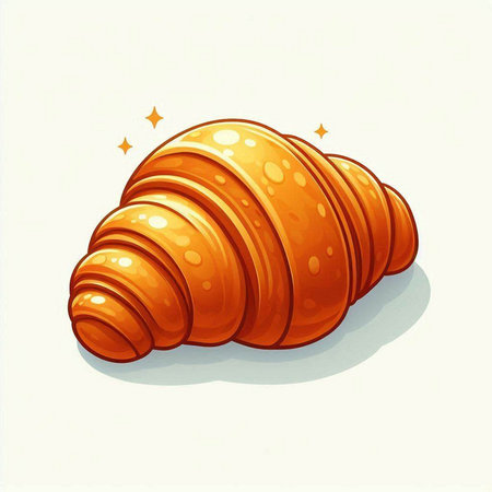 Illustration of a fresh croissant on a white background.のイラスト素材