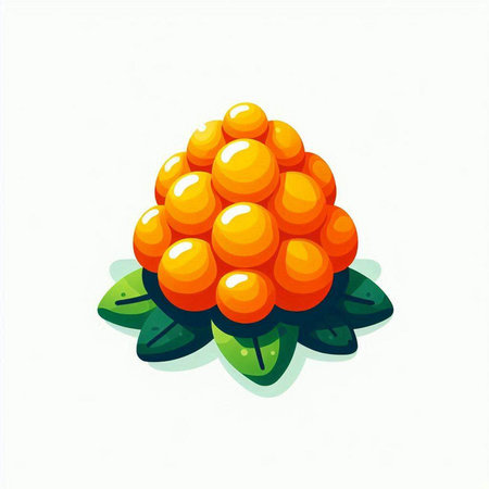 Illustration of a red and orange raspberry on a white background.のイラスト素材