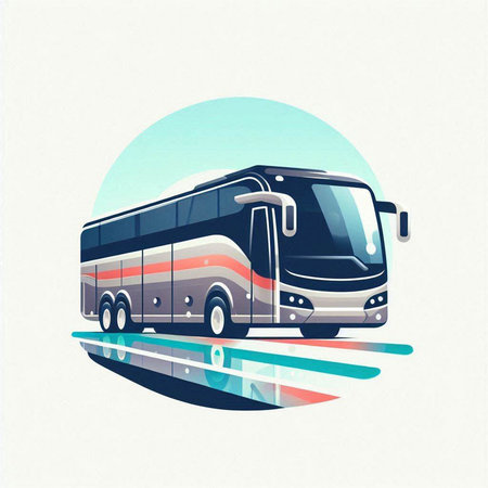 Bus icon. Vector illustration of a tourist bus in the city.のイラスト素材