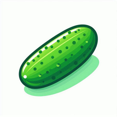 Cucumber isolated on a white background. Vector illustration in cartoon style.のイラスト素材