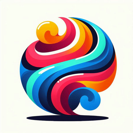 abstract colorful 3d swirl shape on white background, vector illustrationのイラスト素材