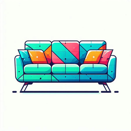 Illustration of a modern sofa isolated on a white background - vectorのイラスト素材