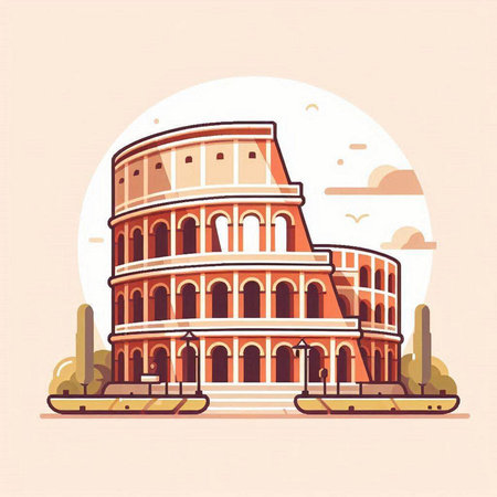 Colosseum in Rome, Italy. Vector illustration in flat styleのイラスト素材