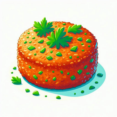 Illustration of a cake decorated with parsley on a white backgroundのイラスト素材