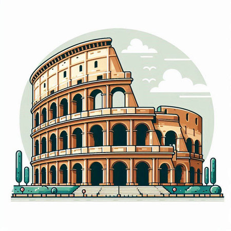 Colosseum in Rome, Italy. Colosseum is one of the symbols of Rome.のイラスト素材