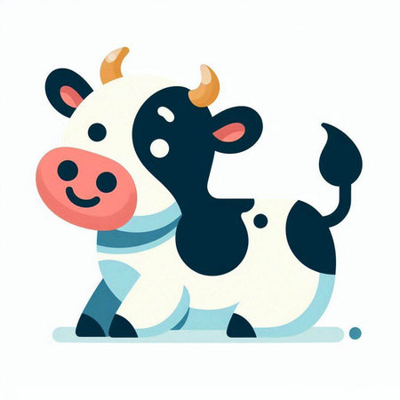 Cute cartoon cow isolated on a white background. Vector illustration.のイラスト素材