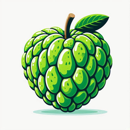 Custard apple isolated on white background. Vector Illustration.のイラスト素材