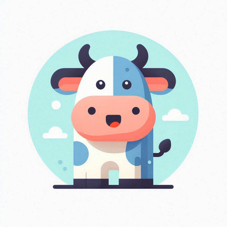 Cute cartoon cow. Vector illustration in flat style. Children's illustration.のイラスト素材