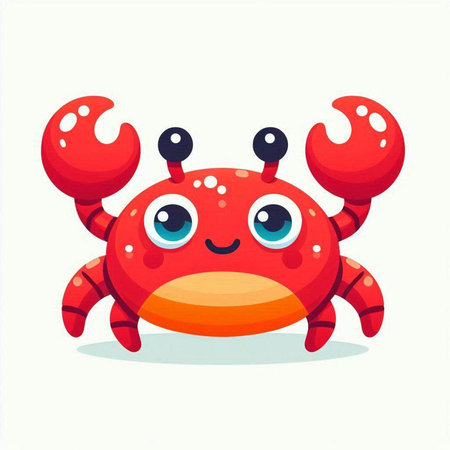 Cute cartoon red crab. Vector illustration isolated on white background.のイラスト素材
