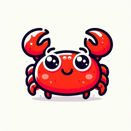Cute cartoon red crab isolated on white background. Vector illustration.のイラスト素材
