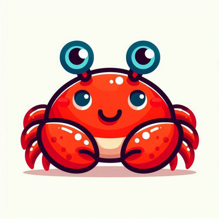 Cute cartoon crab character. Vector illustration isolated on white background.のイラスト素材