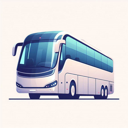 Vector illustration of modern city bus in flat style. Front view.のイラスト素材