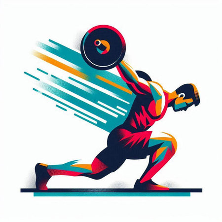 Weightlifter with barbell. Sport and fitness concept. Vector illustrationのイラスト素材