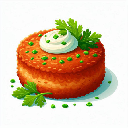 Illustration of a carrot cake with parsley and mayonnaiseのイラスト素材