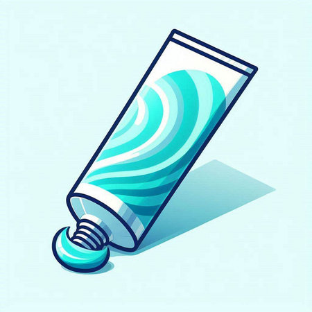 Vector illustration of a tube of toothpaste on a blue background.のイラスト素材