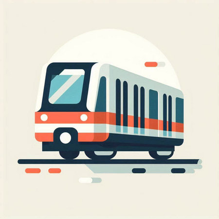 Train in flat style. Vector illustration of a train on a light background.のイラスト素材