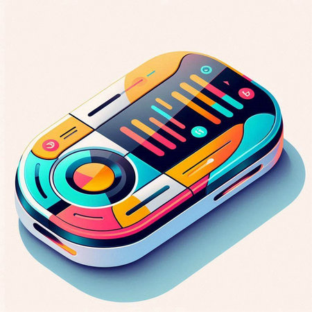 Colorful retro music player on a white background. Vector illustration.のイラスト素材