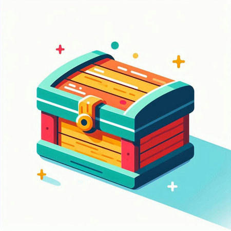 Treasure chest. Isometric flat vector illustration on white background.のイラスト素材