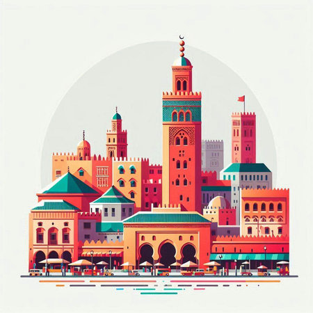 Kazakhstan city. Colorful vector illustration in flat styleのイラスト素材
