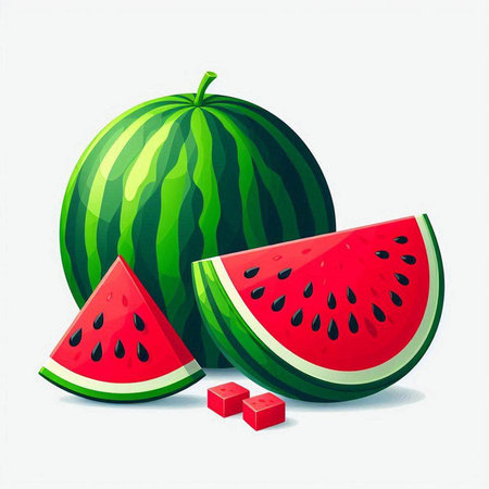 Watermelon vector illustration. Fresh watermelon isolated on white background.のイラスト素材
