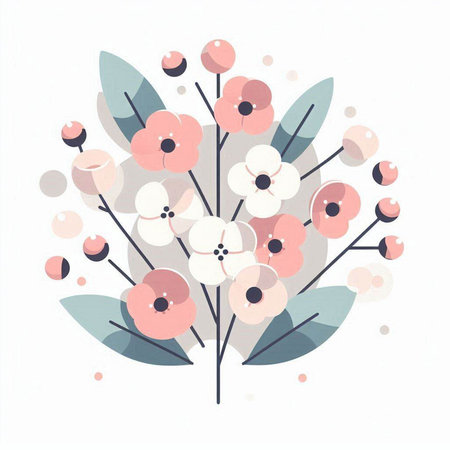 Cute floral bouquet. Hand drawn vector illustration in pastel colors.のイラスト素材