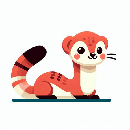 Cute cartoon ferret isolated on white background. Vector illustration.のイラスト素材