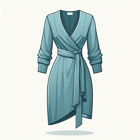Vector illustration of a blue bathrobe isolated on a white background.のイラスト素材