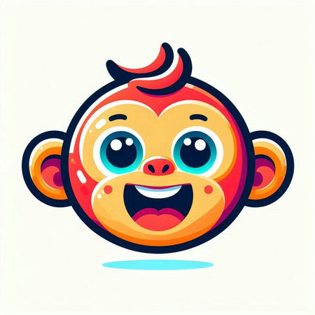 Smiling monkey face. Cute cartoon character. Vector illustration.のイラスト素材